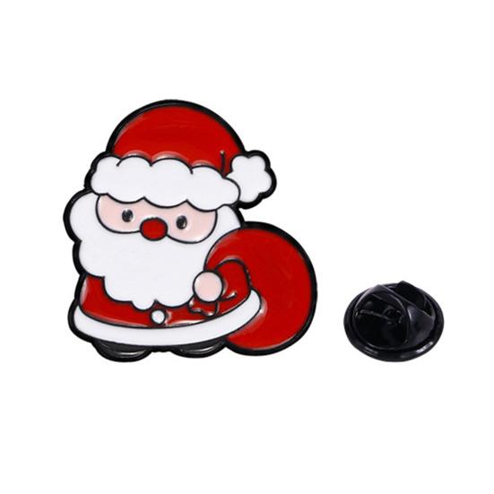 Holiday Enamel Lapel Pins Christmas Cartoon Brooch, Santa Claus Elk Snowman Tree Badge Pin, Alloy Festive Badges Bags Scarves Clothes Decorative