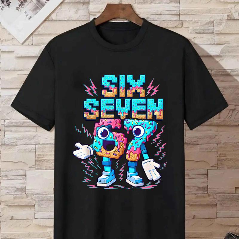 Six Seven Print Children T-shirts Summer Fashion Funny Casual Tops for Boys Girls Cute Colorful Kids Short Sleeve T-shirts