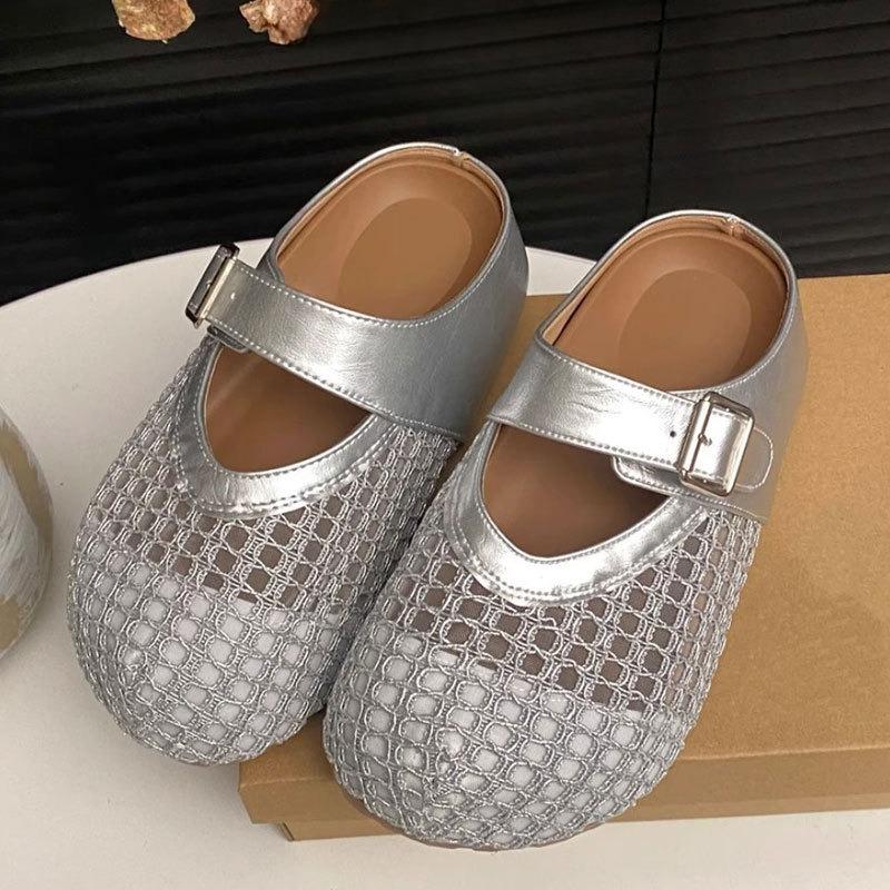 

New Hollowed-out Shoes Breathable Clogs Toe Caps One-foot Thick-soled Height-increasing Shoes 35 бежевий