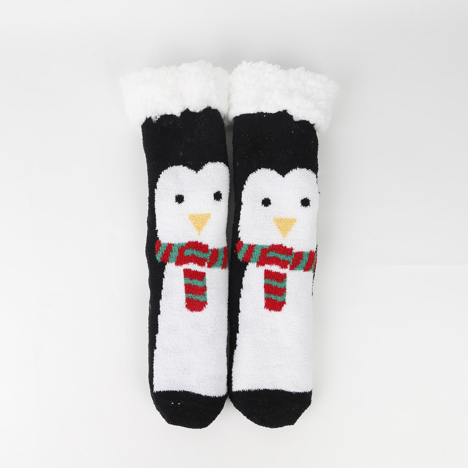 

Женские толстые носки из кораллового флиса для снега, носки для сна из овечьей шерсти, носки-гольфы, рождественские носки в подарок One Size чёрный