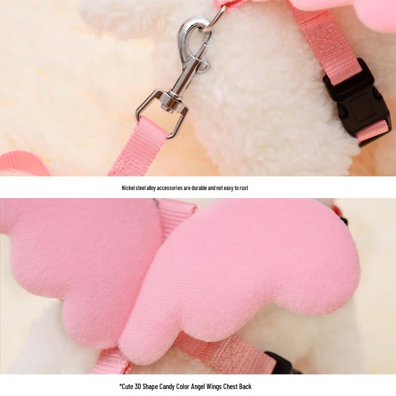 Retractable Pet Leash Harness with Angel Wings for Cats & Dogs