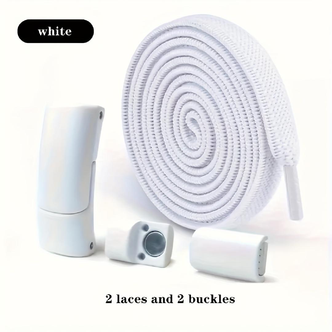 

1-Pair QKC Magnetic No-Tie Elastic Shoelaces - One-Hand Fastening Locking Laces with Strong Magnetic Closure, Black/Gray. белый