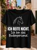 I Do Not Ride I Am the Ground Crew Horse Humor with Outline Horse Head and Minimal and GerUnisex Text Unisex All TShirt