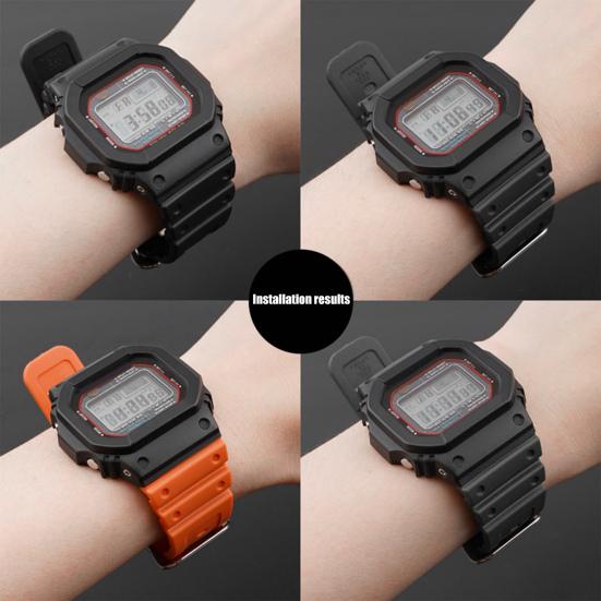 Wristwatch Strap Waterproof Durable Sweat-proof Non-fading Wear-resistant Breathable Soft Smart Watch Band Replacement for DW-6900/GW-M5610/DW-5600E