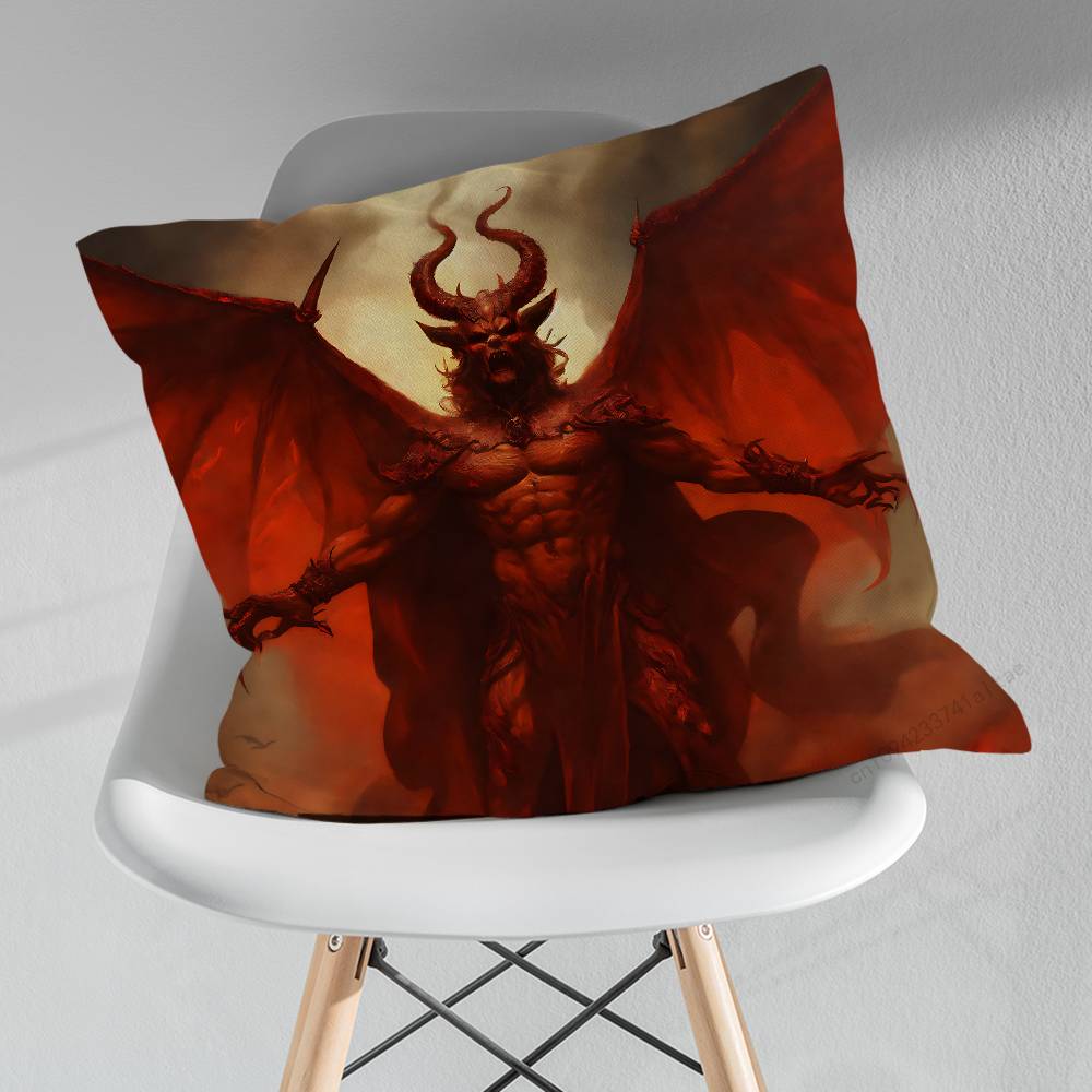 Fear Art Dark Devil Satan Various Sizes Square Pillow Case For Car Home Bedchamber Decor Birthday Gift