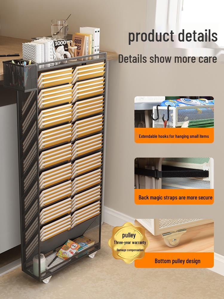 Wrought Iron Movable Edge Bookshelf & Bookend with Children's Side Storage