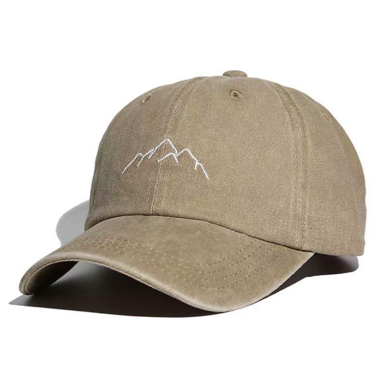 Retro distressed washed baseball cap for men and women, casual fedora hat, fashionable outdoor multi-purpose embroidered mountain peak hat.