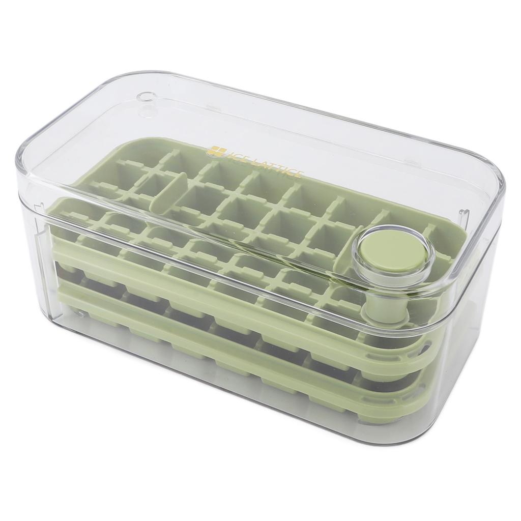Ice Cubes Tray Easy Release 64 Grids Large Capacity 2 Layer Ice Maker Mould with Lid Bin Scoop for Cocktail Coffee
