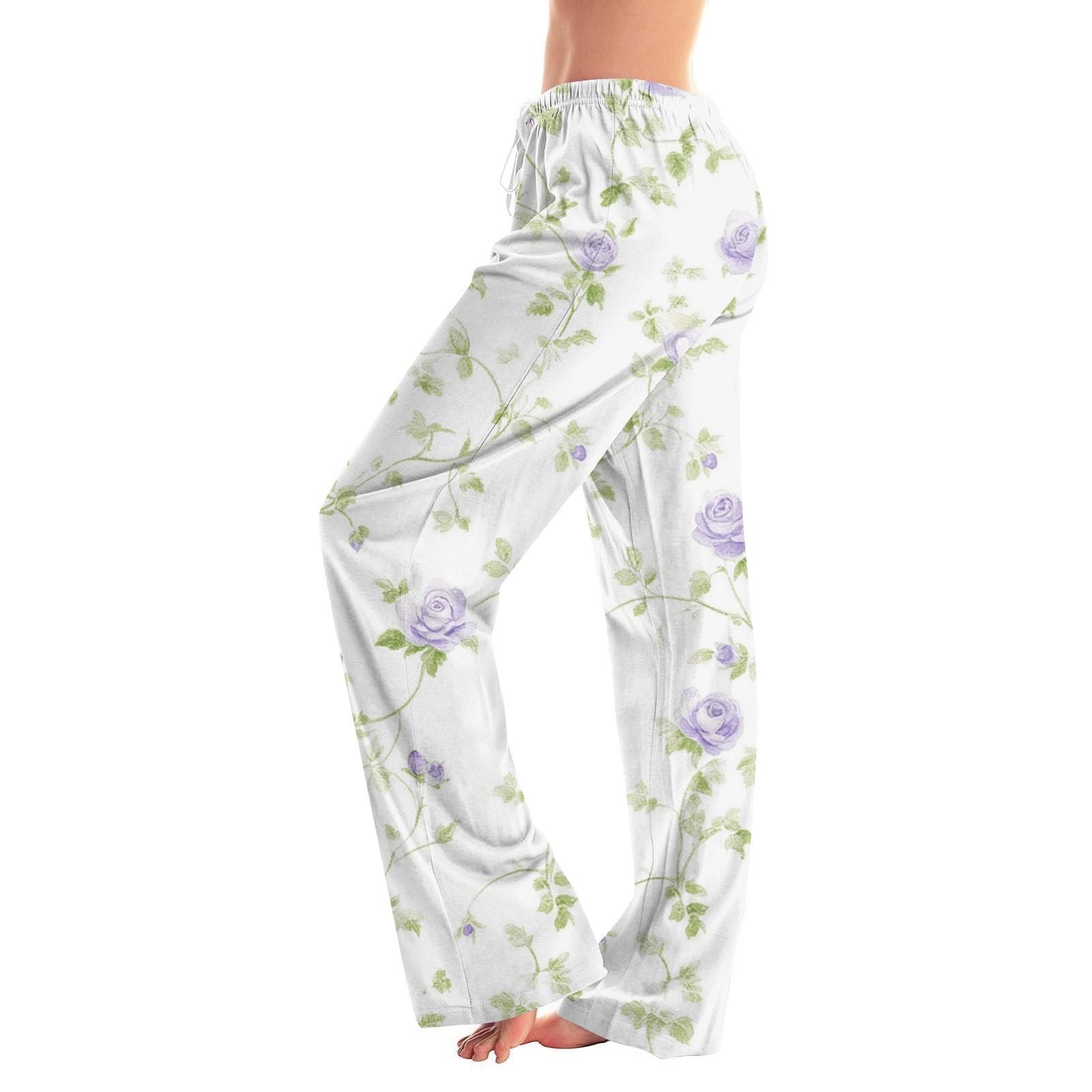 

Женские модные свободные повседневные брюки с цветочным принтом L зелёный