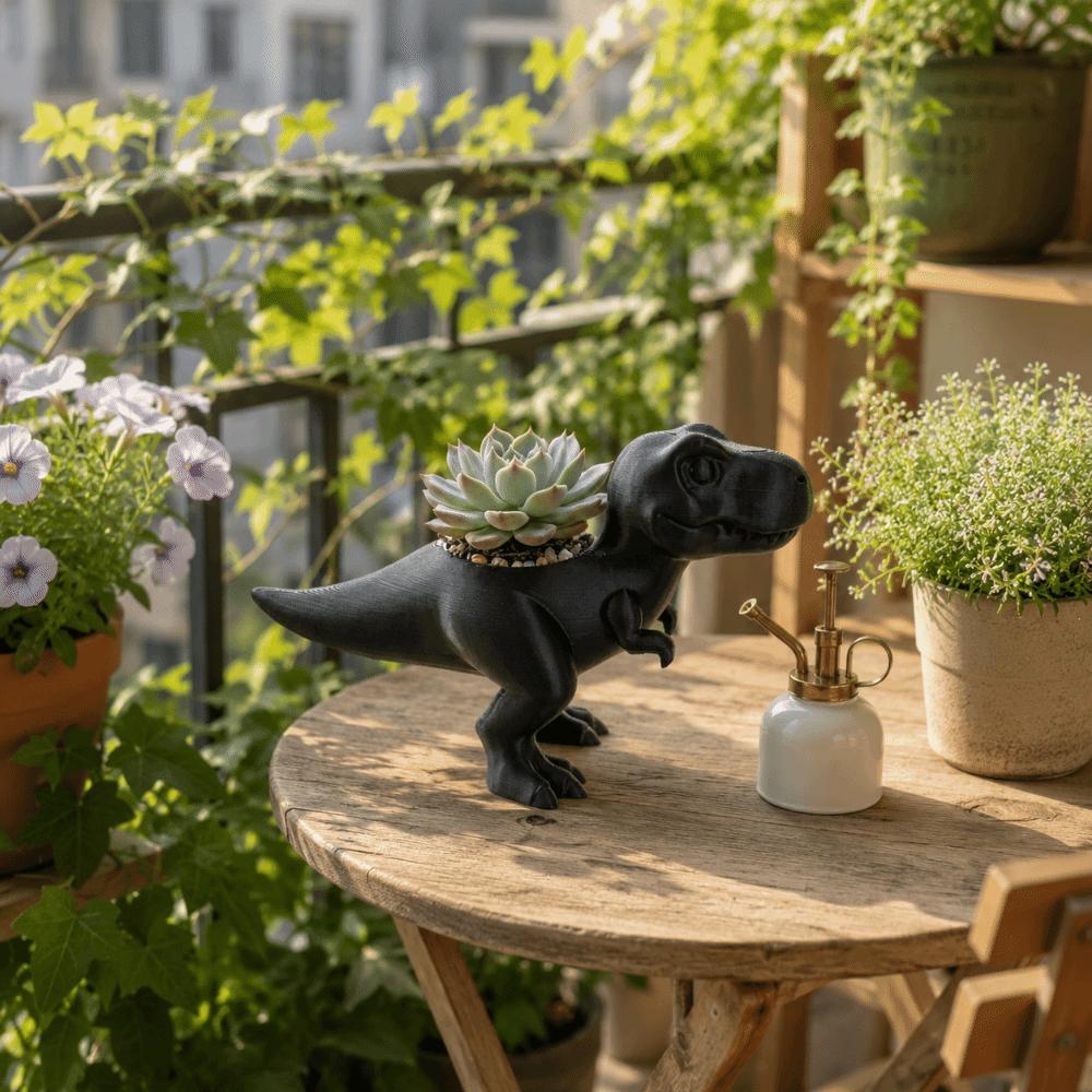 3D Printed Dinosaur Flowerpot Ornaments Mini Potted Planter Dinosaur Statue T-Rex Plant Pot Gift