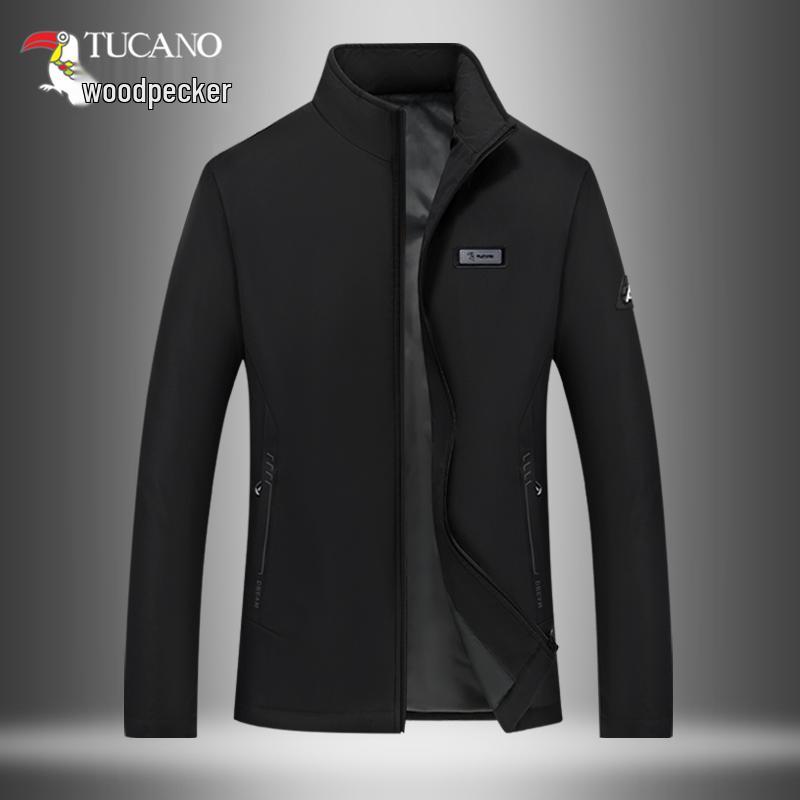 

Woodpecker Men s Stand-up Collar Windbreaker: 2025 Autumn/Winter Business Casual Jacket. 4XL чёрный