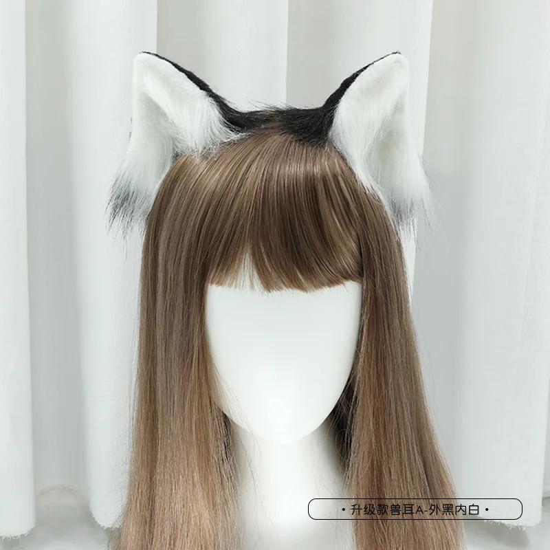 New Gothic Plush Fox Cat Ears Headband Artificial Cute Wolf Ear Hair Band Cosplay Hair Accessories Halloween Party Headwear