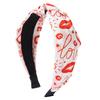 Valentine's Day Sweet Versatile Knotted Fabric Printed Heart Headband , Daily Party Hair Accessory