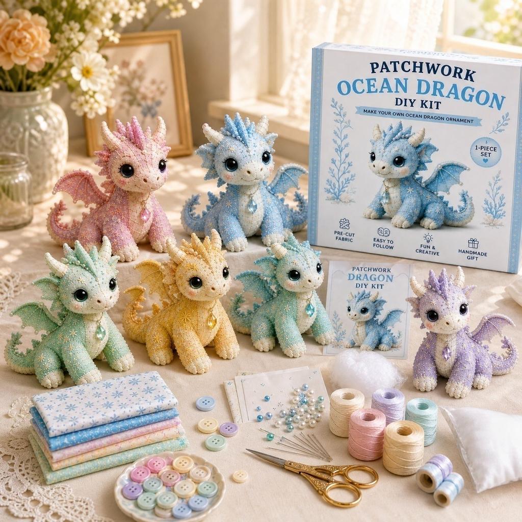 Kit da Cucito Patchwork Fai-da-te - Set Creativo per Bambini e Adulti - Progetto Giocattolo Animale in Tessuto Facile da Cucire con Cartamodelli