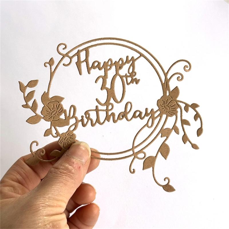 Happy Birthday Die Cut Stencils Birthday Wreath Carbon Steel Cutting Die Scrapbooking Embossing Tool for Card Making