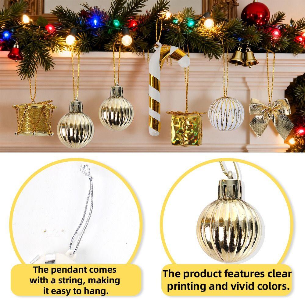24Pcs/set Plastic Xmas Tree Hanging Pendant Glitter Christmas Balls Decor  Christmas Tree Decor