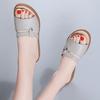 Women's Medium Flat Bottom Non-slip One-word Drag 2 New Summer Wear Fashion Soft Leather Cool Slippers Women