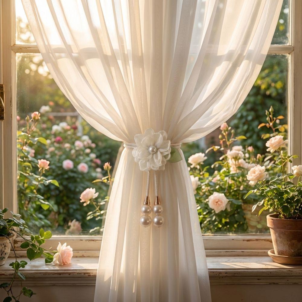 Beautifully Pearl Curtain Tieback with Pearl Pendant Curtain Buckle Curtain Binding  Bedroom