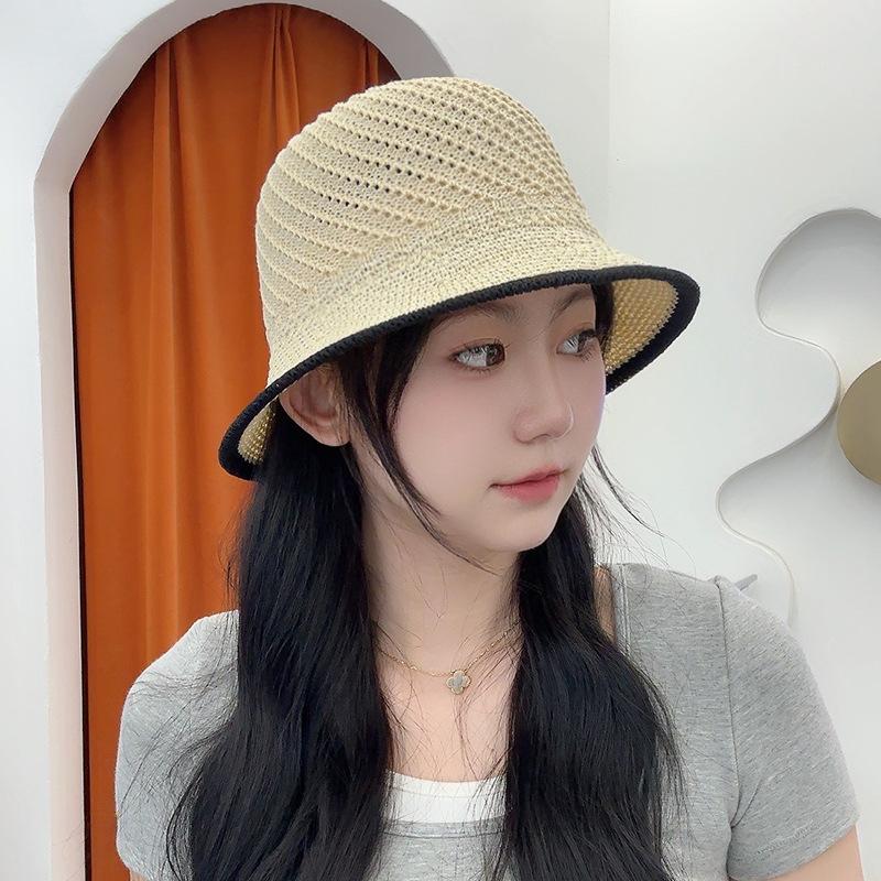 Women's summer fisherman hat, hollow and breathable, sun protection, UV protection, bucket hat for outdoor beach trips