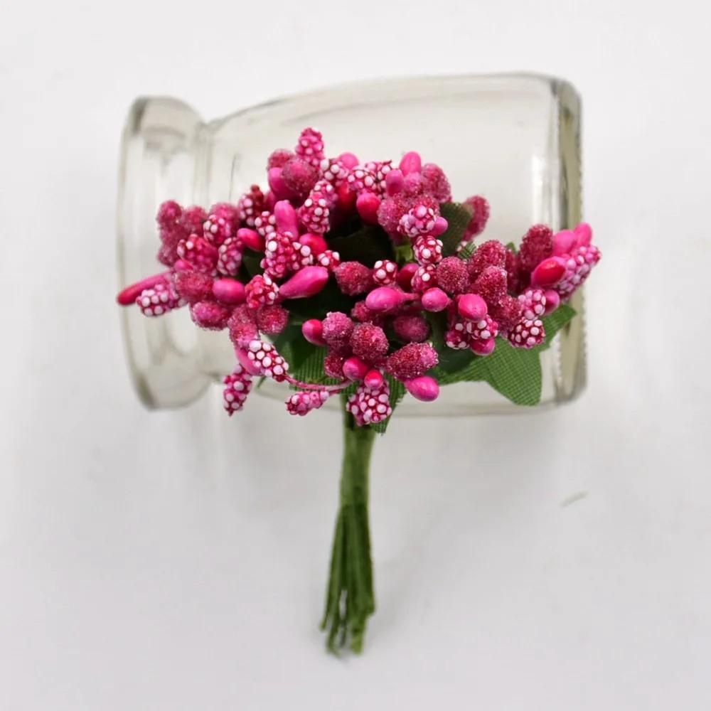 12/36/72/144Pcs Mini Stamen Flower Artificial Flowers Craft Fake Flowers For Wedding Bouquet Party Box Scrapbooking Decor