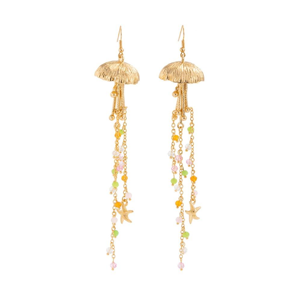 Beads Jellyfish Drop Earrings Tassel Beach Marine Style Earrings Starfish Stud Earrings  Party