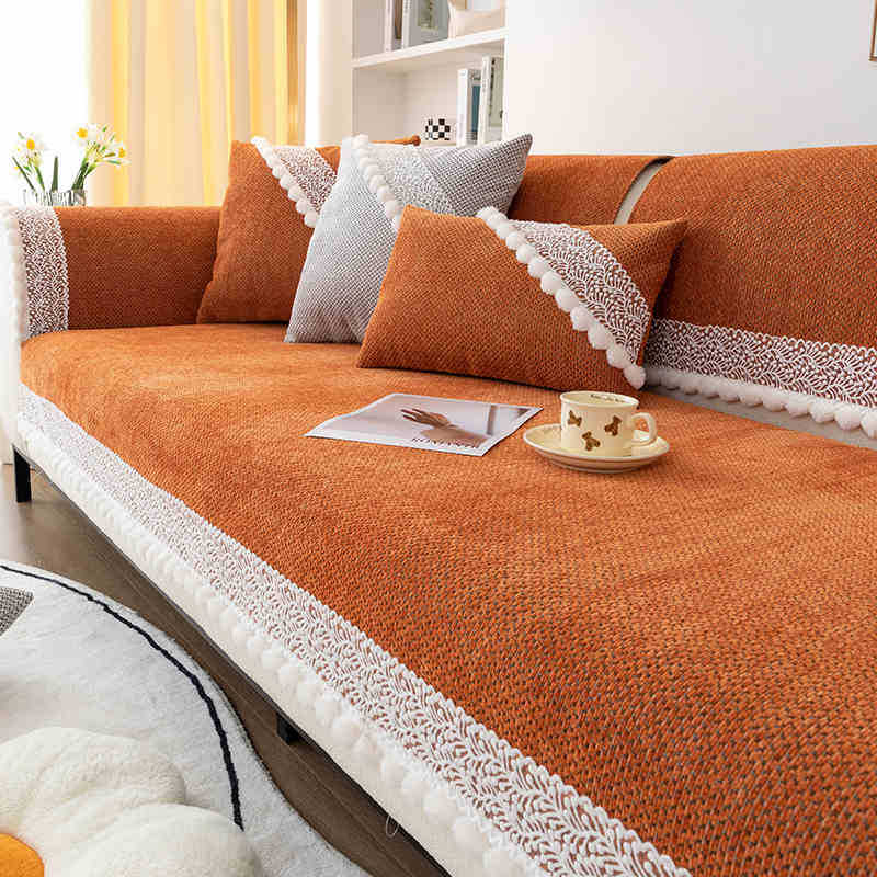 Light Luxury High-End Chenille Sofa Cushion, All-Season Non-Slip Seat Cushion, Sofa Cover, Cloth Cover, Backrest Towel