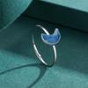 Modian  925 Sterling Silver Moon Blue Natural Crystal Finger Rings Fashion Party Simple Jewelry For Women Brand Gifts