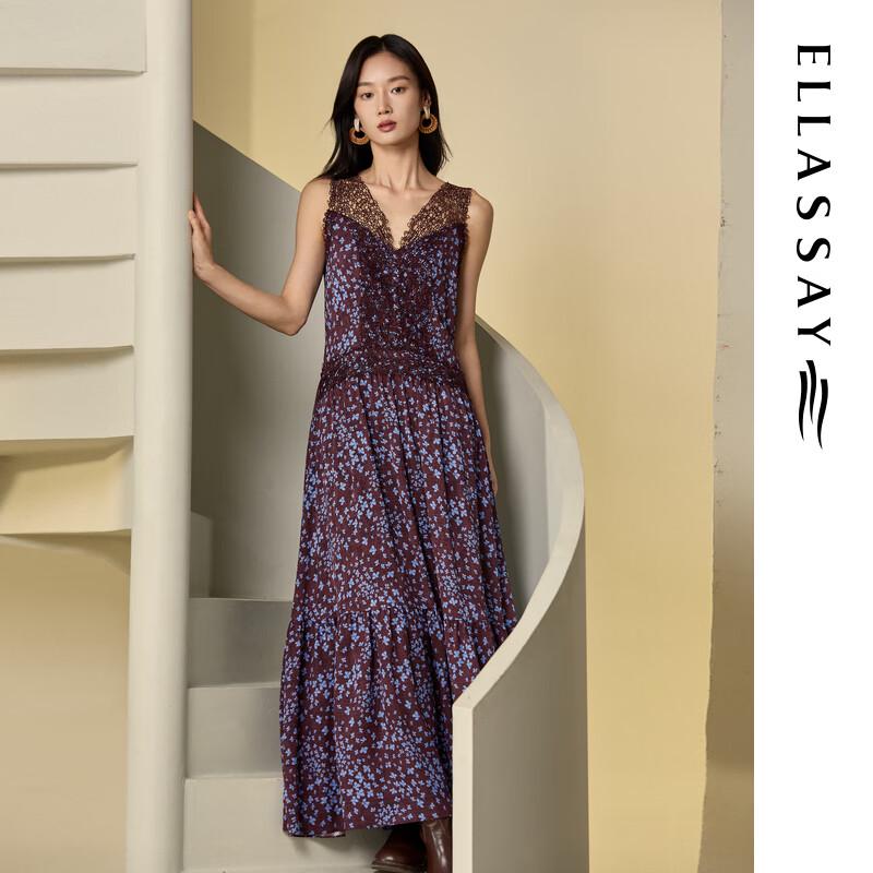 

ELLASSAY 2025 Summer Jacquard V-Neck Midi Dress M