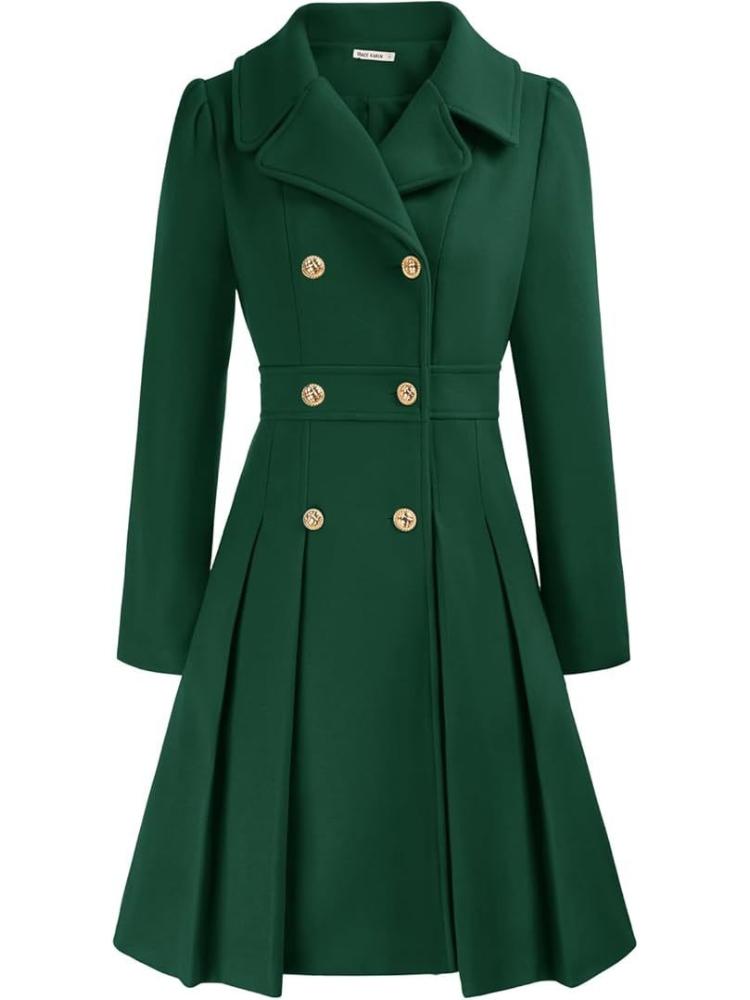 Pink Double Breasted Belted Trench Coat with Notch Lapel and Gold Buttons