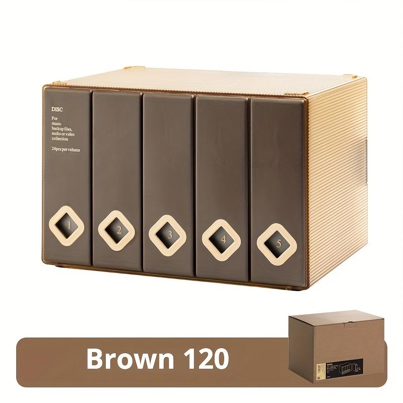 

PGY Large Capacity CD/DVD Storage Cases Transparent Sleeves Dustproof 120 Albums Disc Ps4 Organizer Box Fits Multiple Disc Size коричневий