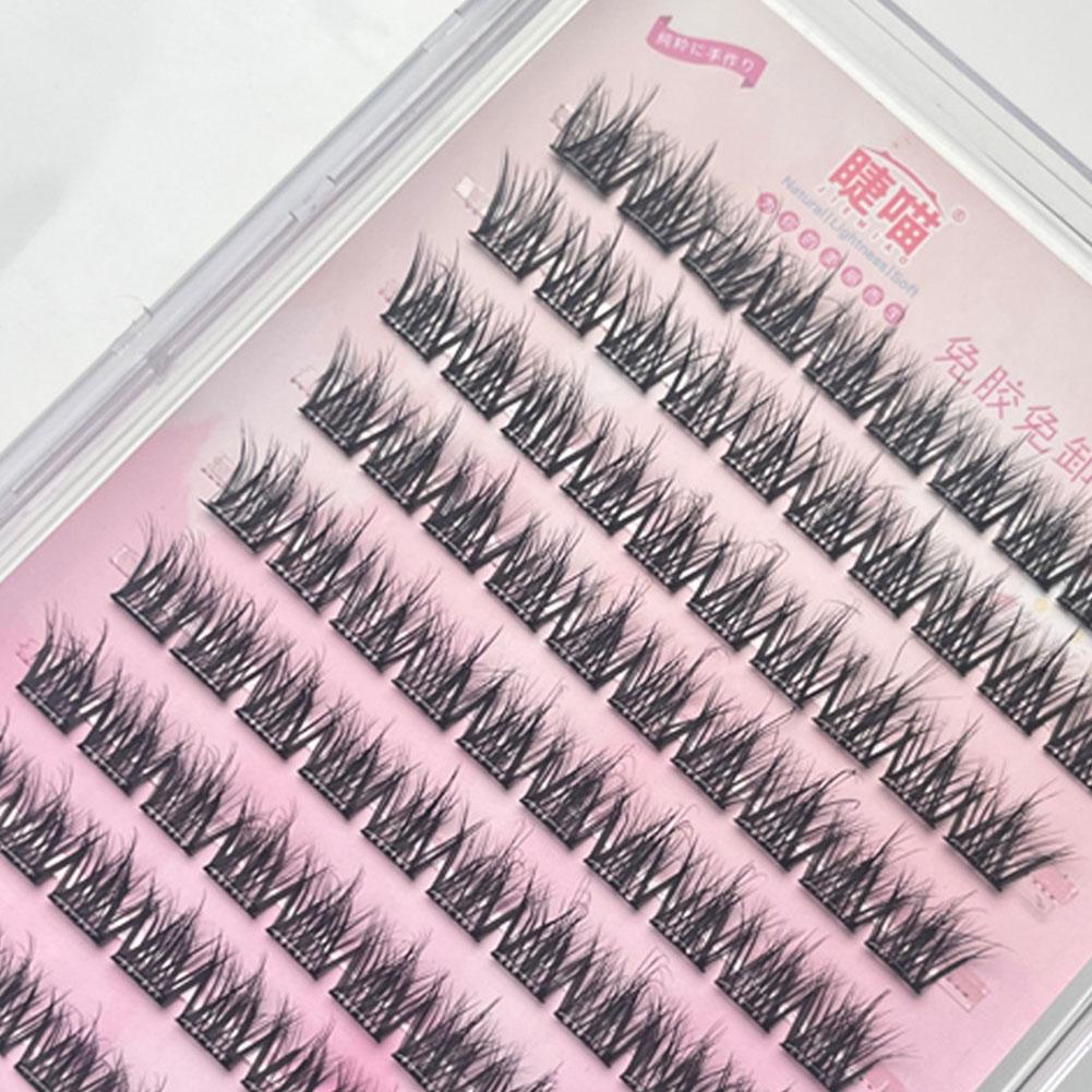 Glue-Free Self-Adhesive False Eyelashes Single Cluster C-curled Natural Faux Mink Lashes DIY False Eyelashes