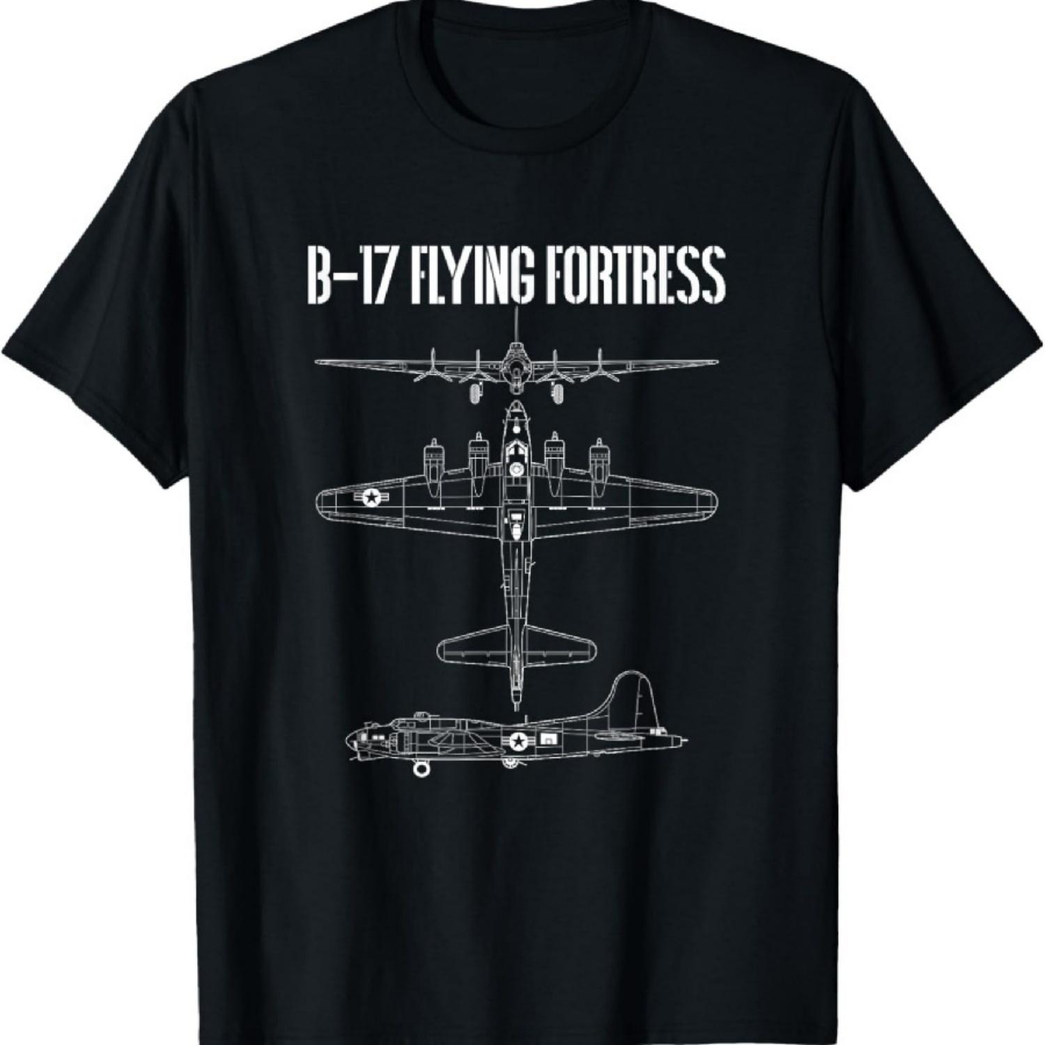 Vintage WW2 B-17 Flying Fortress Airplane Schematic T-Shirt XXXXXL чёрный