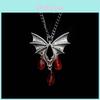 Gothic Bat Pendant Necklace And Earrings Set With Alloy Material For Alternative Fashion Enthusiasts