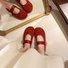 2025 spring and summer new shallow mouth single shoes round head Mary Jane shoes word retro soft bottom flat bottom Internet celebrity women sin