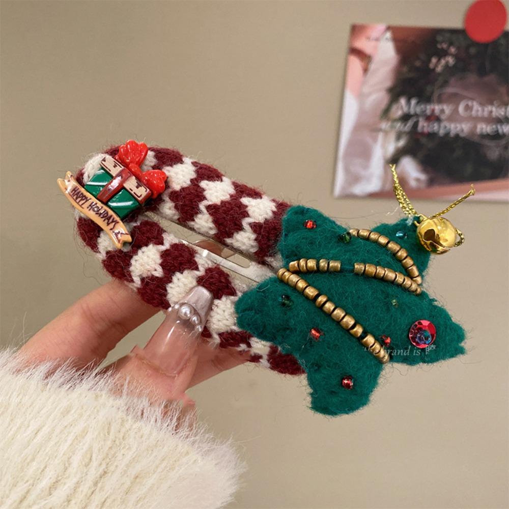 Felt Christmas Tree Hair Clip Elk Xmas Wool Barrettes Unique Santa Claus Hairpin  Girls