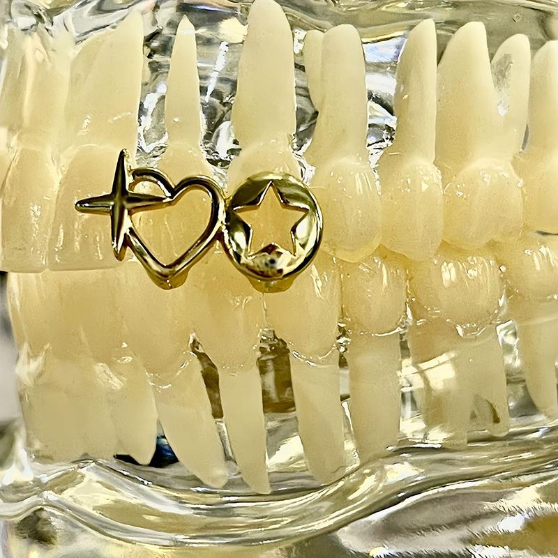 Punk Hip Hop Hollow Heart Star Teeth Caps For Women Men Vintage Tooth Grills Jewelry Accessories
