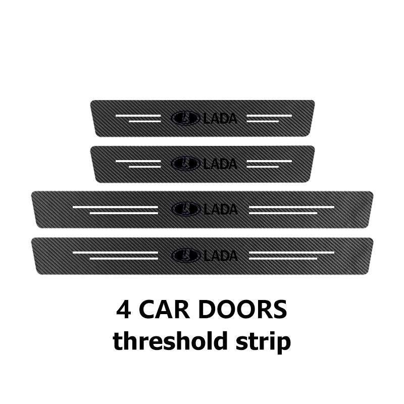 Carbon Fiber Car Door Threshold Protector Stickers Auto Interior Accessories For Lada Xray Sedan Sport Granta Priora Kalina