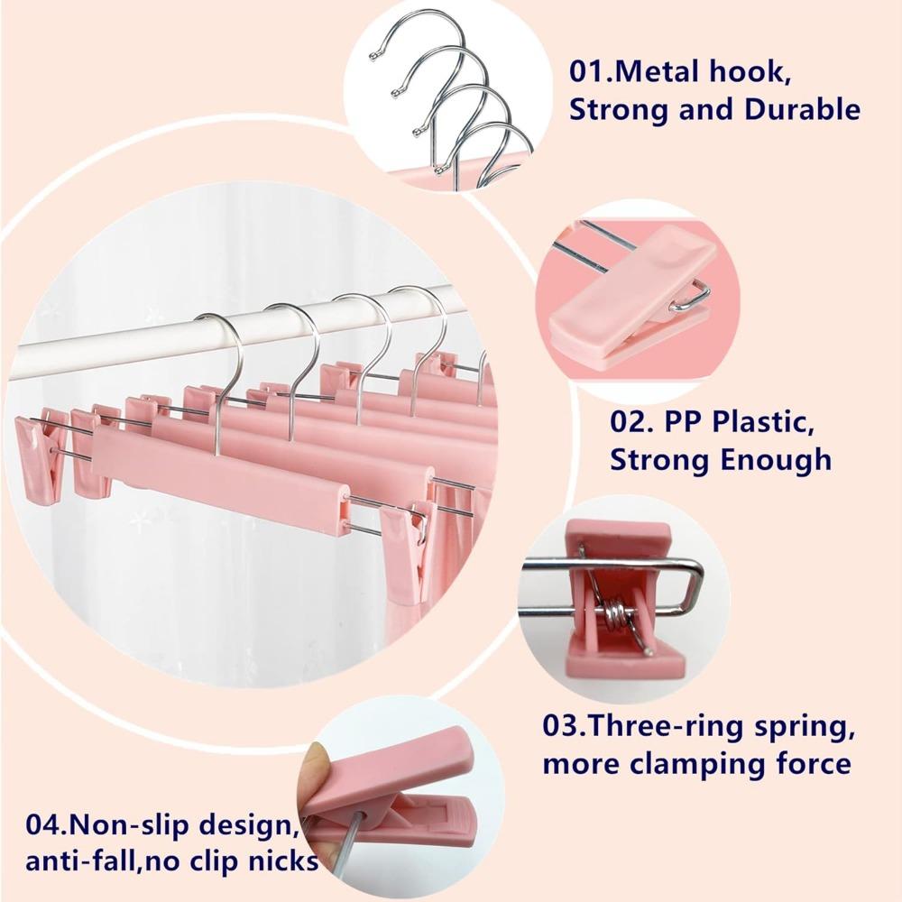 Hosenbügel mit Clips, Rockbügel, 360° drehbare Haken, platzsparende Kleiderbügel für Hosen, Röcke, Kleidung, Jeans