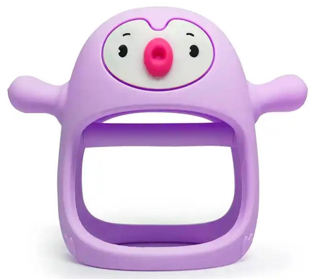 Niedlicher Pinguin-Beißhandschuh für einfaches Silikon-Baby-Zahnen lindert das Zahnen und der Schnuller bietet Trost und beruhigt Babys, hält, rutschfest