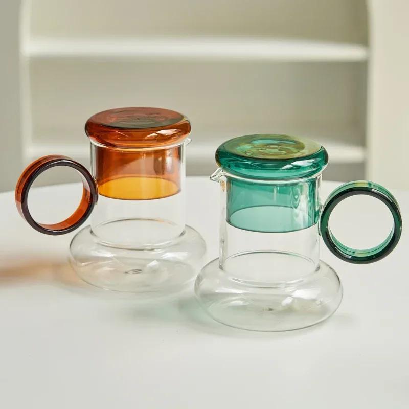 Glass Pitcher with Cup Lid Kettle Glass Set Teaware Teapots Pitcher Water Filters Water Jug Water Carafe Glass Bottle