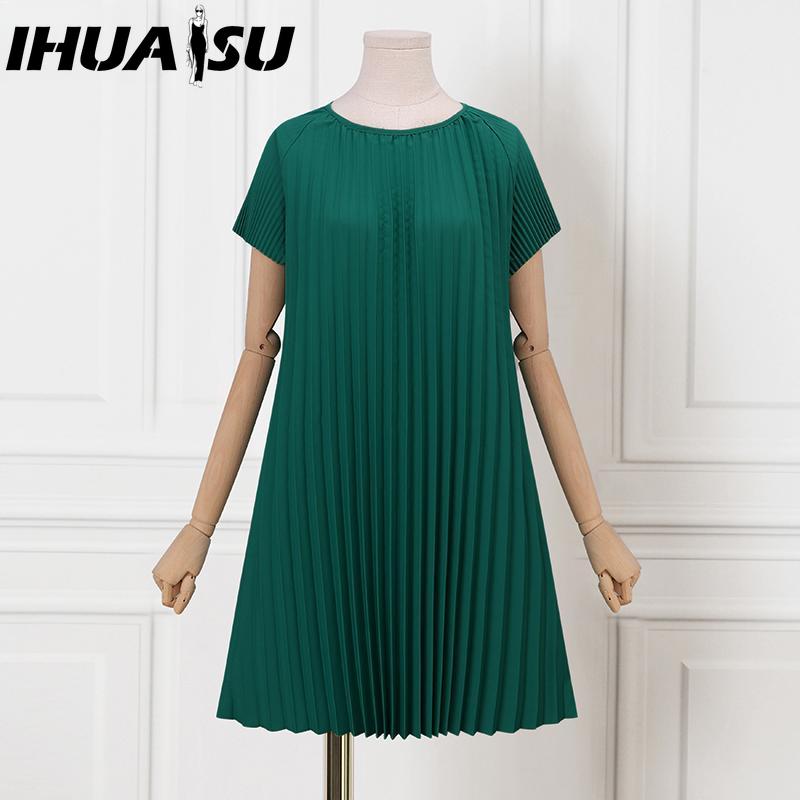 IHUASU Robe d'été décontractée à manches courtes et col rond pour femme