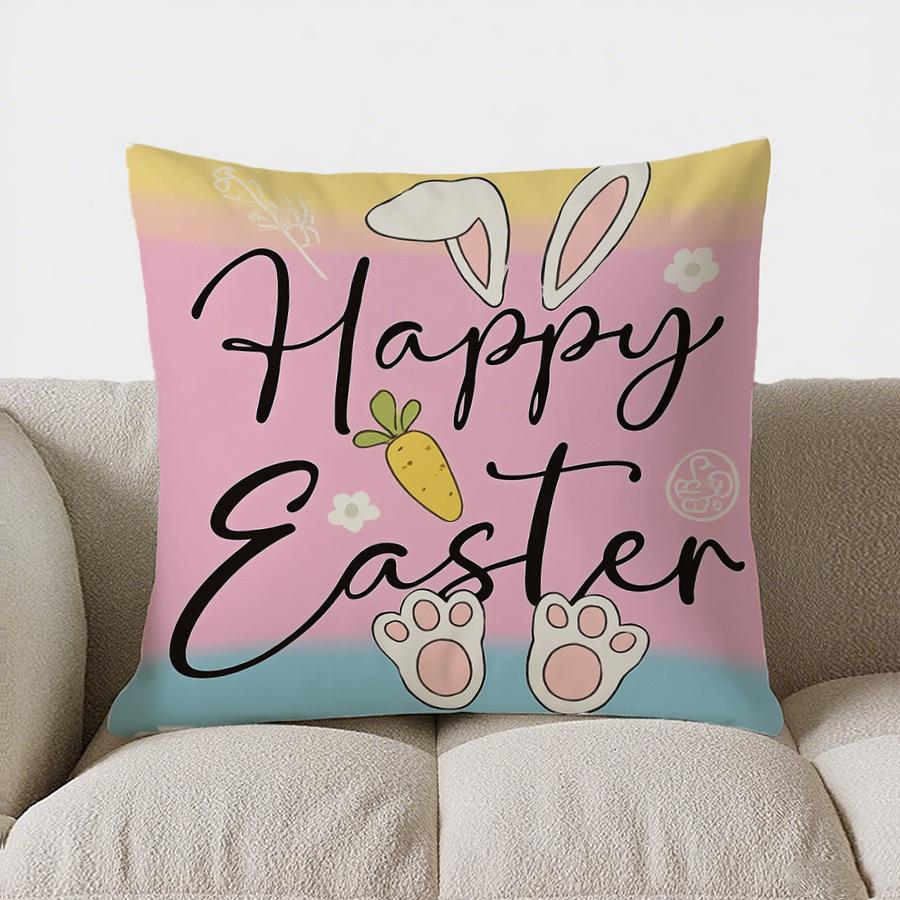 Home Decor Colorful Bunny Butts Happy Bun Pillow Cover Pattern Cushion Cover Suitable For Sofa Bedroom Car Pillow Cover 40x40cm