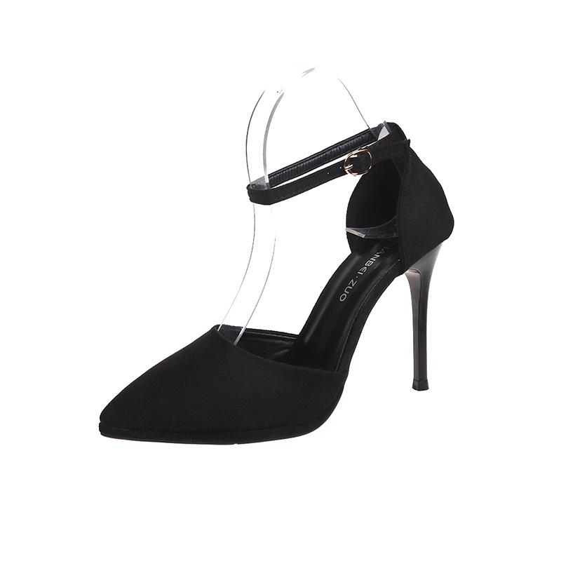 European & American Style Women's High-Heeled Single Strap Pointed Toe Sandals, Thin Heel, Sexy Hollow Design