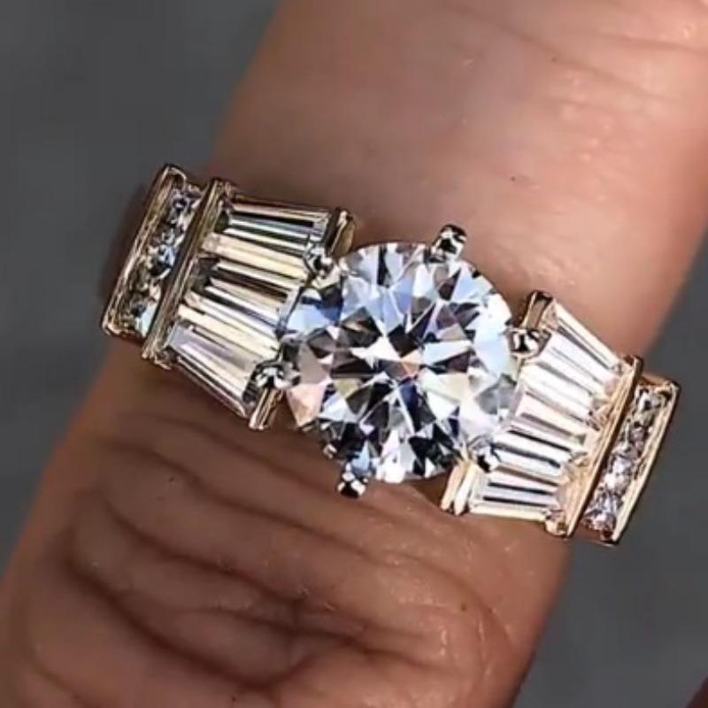 

Кольцо принцессы с имитацией трапециевидного прямоугольника в каратах, модное обручальное кольцо No. 10