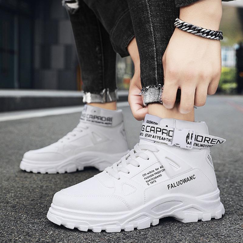 Fashion Fashion Trend Men High Top Leather Boots Spring British Platform Ankle Boots Outdoor Breathable Casual Tooling Shoe Botas Hombre