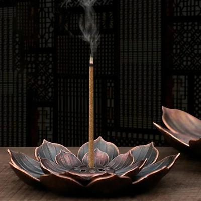 New 1PC Alloy Incense Burner Stick Holder Plate Buddhism Lotus Censer Bronze Nasturtium Incense Burner