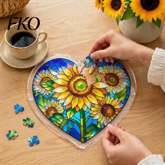DIY Stained Glass Craft Acrylic Puzzle Suncatcher, Colorful Window Hanging Pendant, Heart Shape Style Sun Catcher Decoration, Ideal for Home