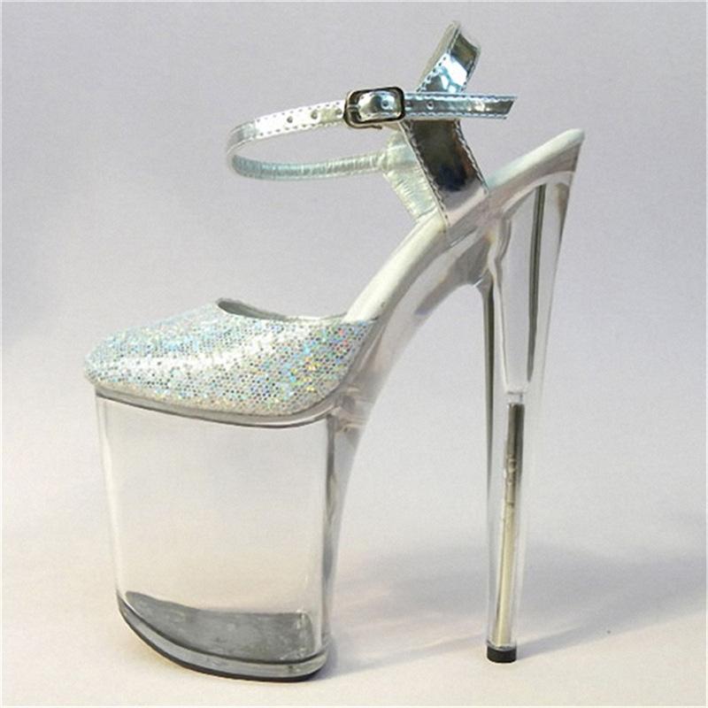 New flash particles Internet celebrity word with transparent high heel sandals stiletto crystal heel sandals 2025 summer