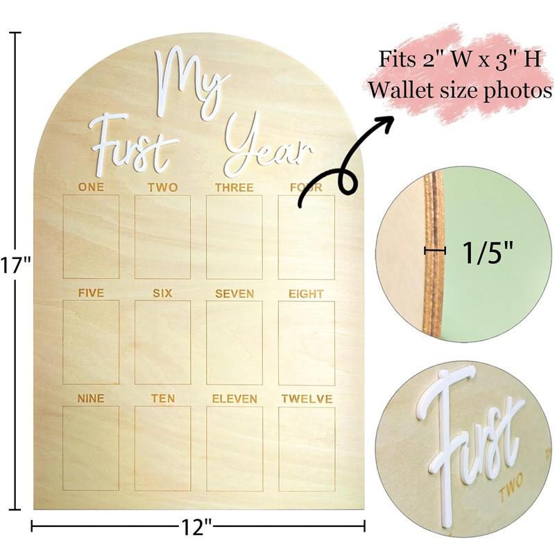 Baby s First Year Wooden Milestone Photo Frame 43x30x0.5 CM