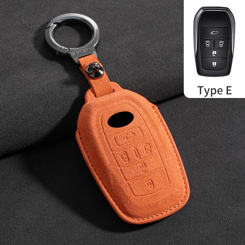 Suede Auto Flip Sleutelhoes Cover Fob Voor Toyota Alphard Crown Vellfire Previa Auto Slimme Afstandsbediening Sleutelhanger Beschermer Shell Accessoires